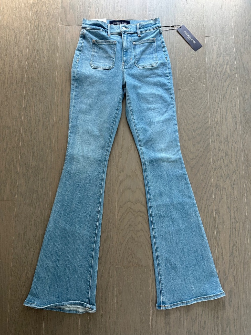 Veronica Beard BEVERLY Patch Pocket Skinny Flare Jeans Silverwood - With tags 25 - Picture 2 of 7